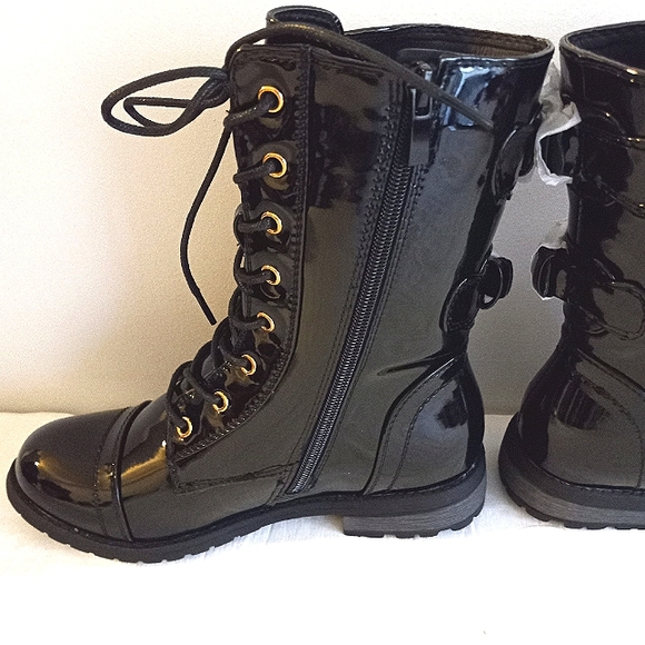 Little Girls Military Style Boots - Picture 2 of 8